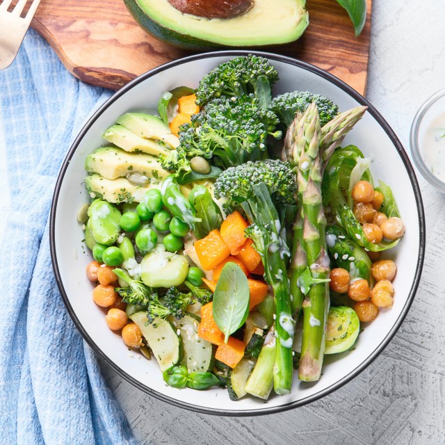 Vegetarian Buddha bowl. Organic and clean food. Healthy and balanced diet eating concept. Top view